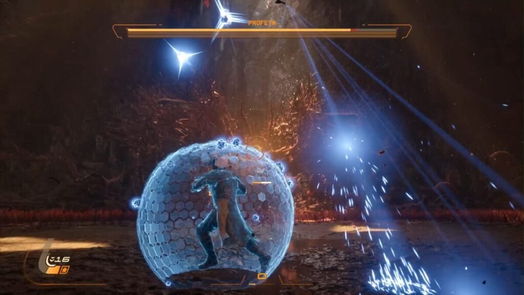 Saros. Combate con escudo.